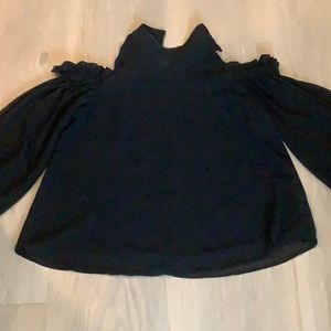 Cut out shoulder black lined dress top